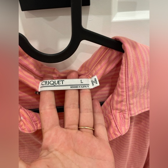 Criquet Men's Coral Striped Shirt - Picture 3 of 11